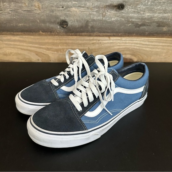 Vans Old Skool Navy Blue White Skate Men’s 10 Lace Up School Shoes Worn Once - Picture 2 of 10